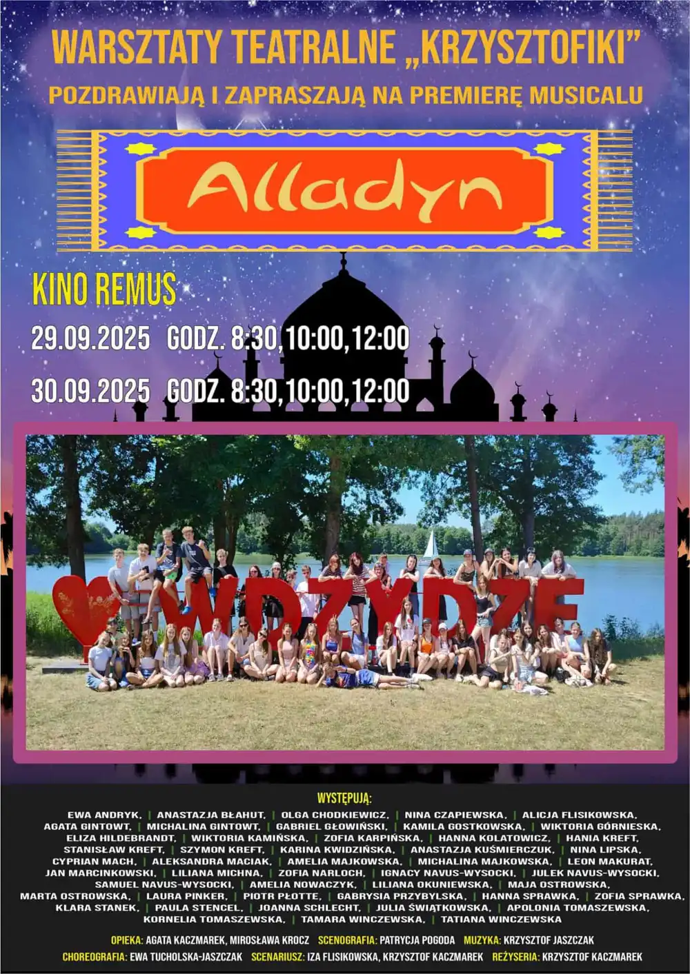 Plakat musicalu Alladyn warsztaty teatralne Krzysztofiki Kościerzyna 2025